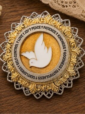 Scripture Wear Holy Spirit Dove Fruit of the Spirit Gold & Silver Tone Brooch